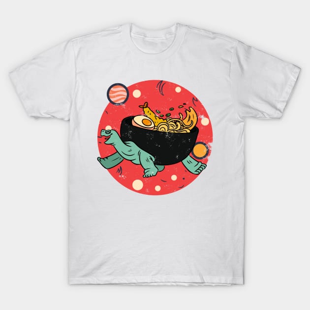 Kawaii Tortoise Ramen Noodles Space Otaku Ramen Bowl Turtle T-Shirt by alcoshirts